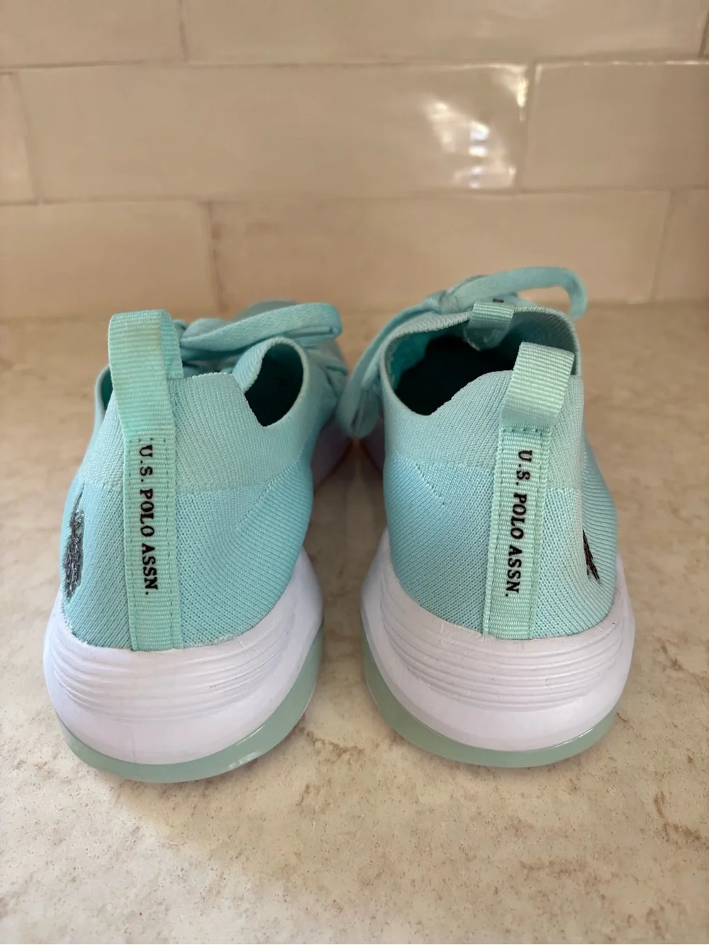 U.S. Polo Assn. Mint Green  Knit Pull-On Athletic Sneakers Line New Sz  8.5 M